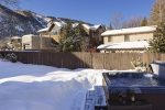 Winter hot tub views of Aspen Mountain